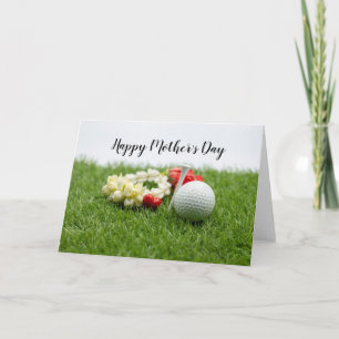 Golf Happy Mother's Day with flower on green grass Card