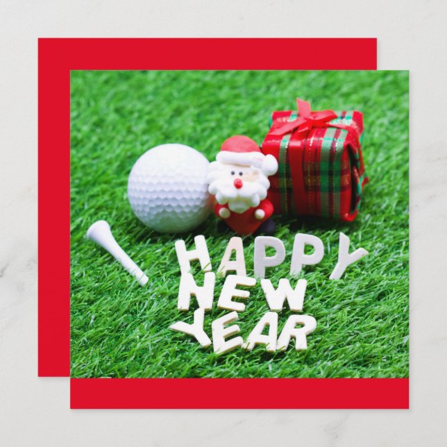 Golf Happy New Year with Santa Claus for Golfer  (Front/Back)