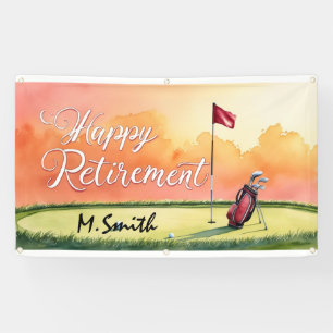 Golf Happy Retirement  golf course and golfer name Banner
