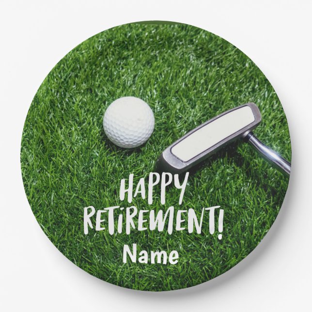 Golf Happy Retirement Hello Pension for golfer Paper Plate (Front)