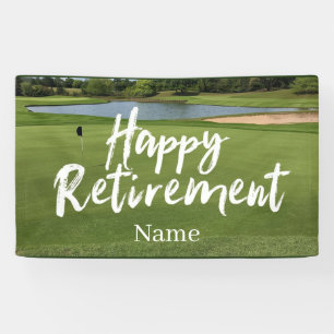 Golf happy retirement on golf course banner