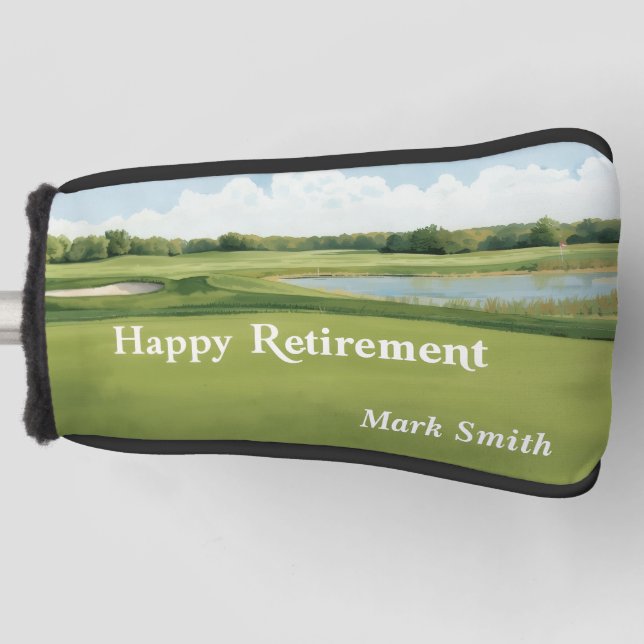 Golf happy retirement on golf course  head cover (Front)