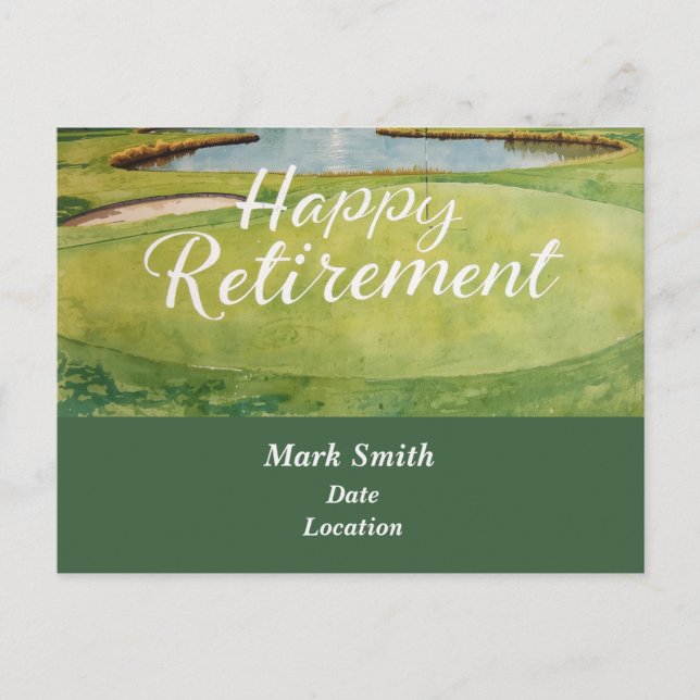 Golf happy retirement on golf course  postcard (Front)