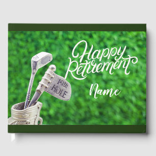 Golf happy retirement to golfer with golf ball guest book