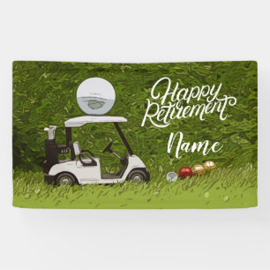 Golf happy retirement with ball on green banner