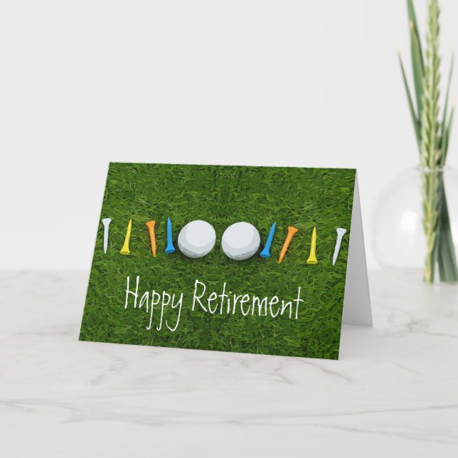 Golf Happy Retirement with golf ball and tees Card (Front)