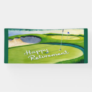 Golf Happy Retirement with golf ball on green  Banner