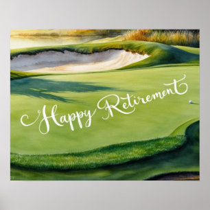 Golf Happy Retirement with golf ball on green  Poster