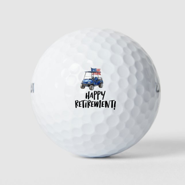 Golf Happy Retirement with golf cart  Balls (Front)