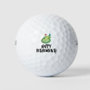 Golf Happy Retirement with golf flag on green Golf Balls