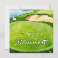 Golf Happy Retirement with golf flag on green  