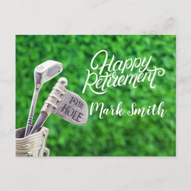 Golf happy retirement with golf iron postcard (Front)