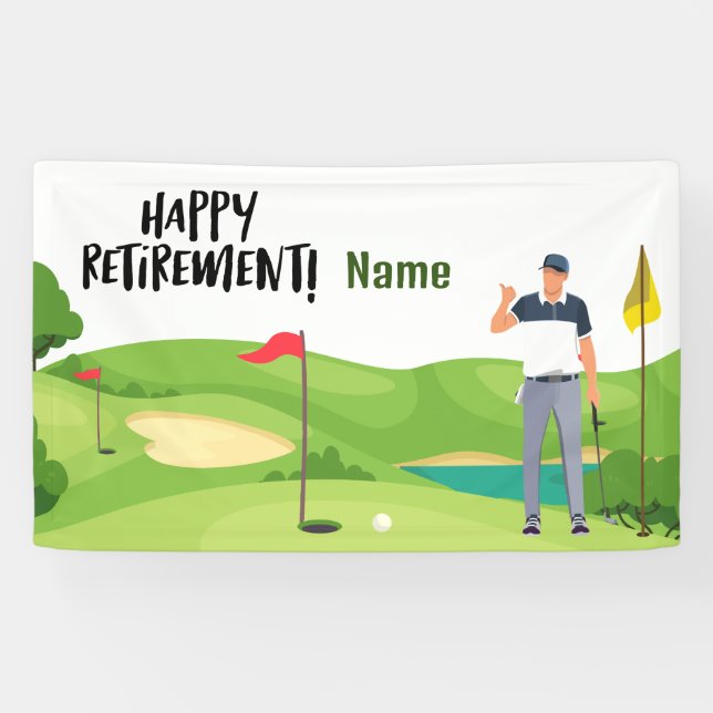 Golf happy retirement with happy golfer on green   banner (Horizontal)
