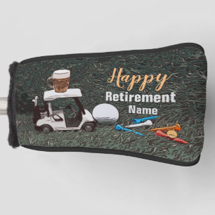 Golf happy retirement with Name  beer cart golfer  Head Cover
