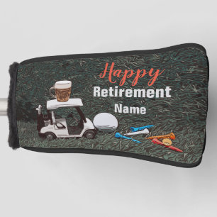 Golf happy retirement with Name beer golf cart Head Cover
