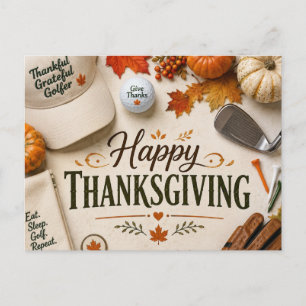 Golf Happy Thanksgiving themed Postcard