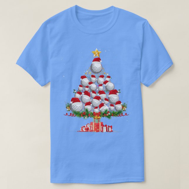 Golf Hat Santa Player Christmas Tree In Snow Xmas  T-Shirt (Design Front)