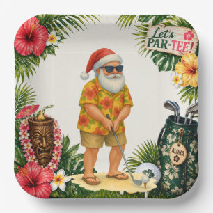 Golf Hawaii themed Christmas Party Paper Plate