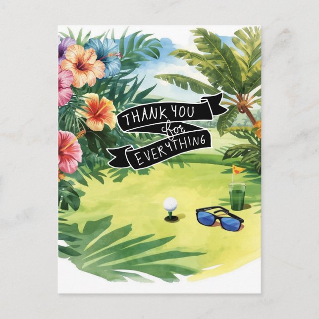 Golf Hawaii themed Flat Thank You Card (Front)