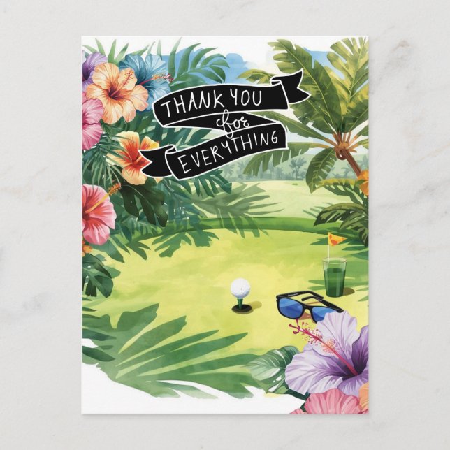 Golf Hawaii themed Flat Thank You Card (Front)
