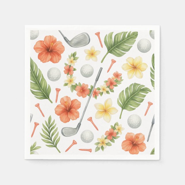 Golf Hawaii themed for Hawaiian Golfer Party Napkin (Front)