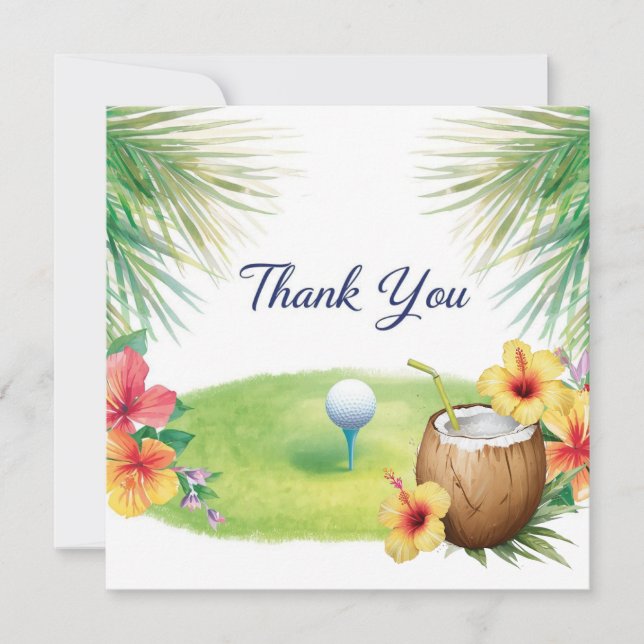 Golf Hawaii Themed Thank You Card  (Front)