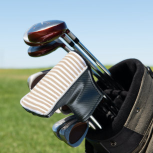 Golf Head Cover Beige & White Stripe