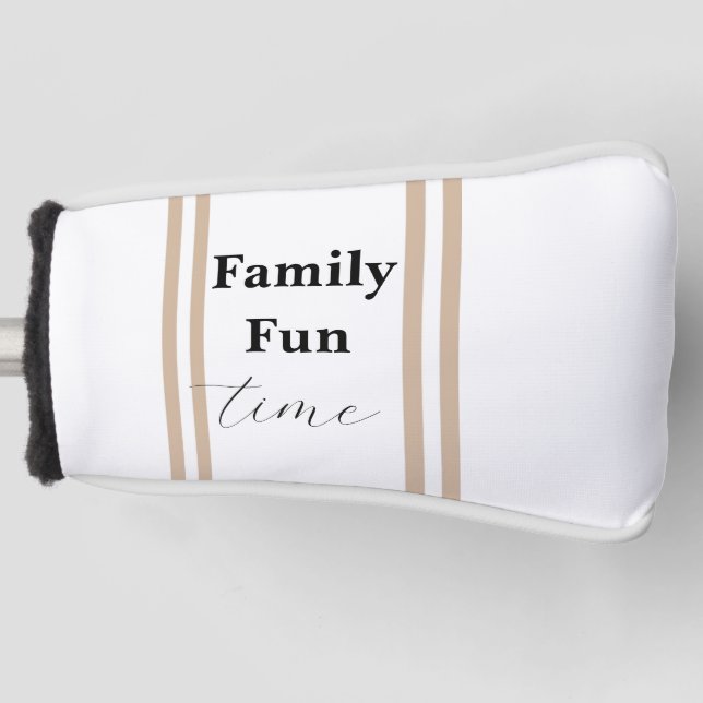 Golf Head Cover Beige & White Stripe (Front)