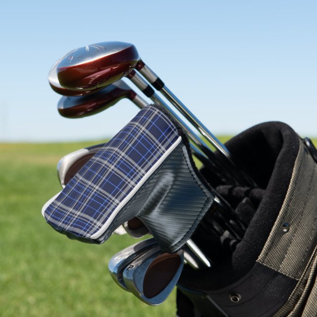 Golf Head Cover Classic Blue & White Plaid  (In Situ)