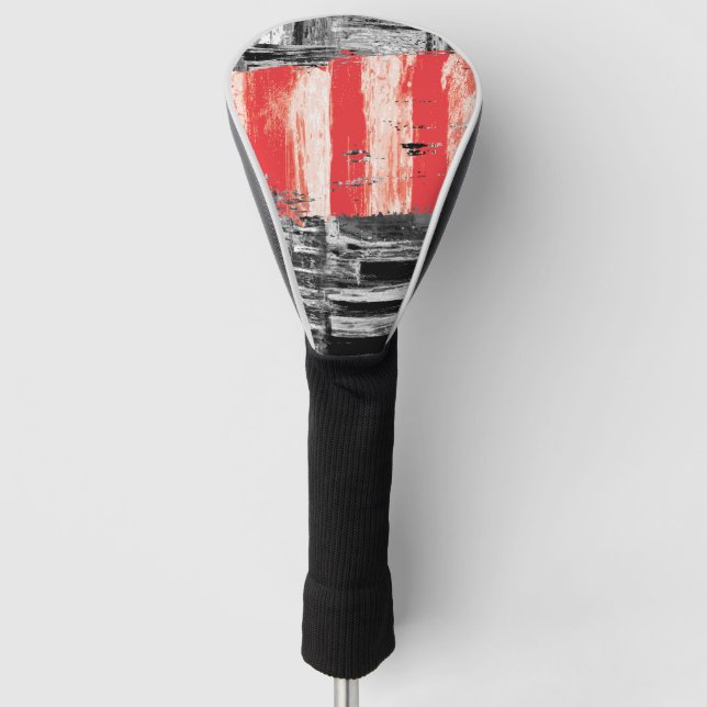 Golf Head Cover – Red Pulse Abstract Design (Front)
