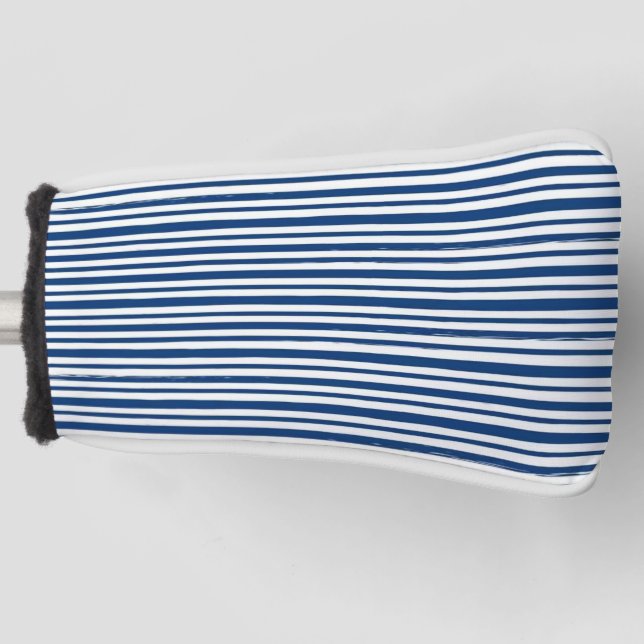 Golf Head Cover Rugged Blue & White Stripe (Front)