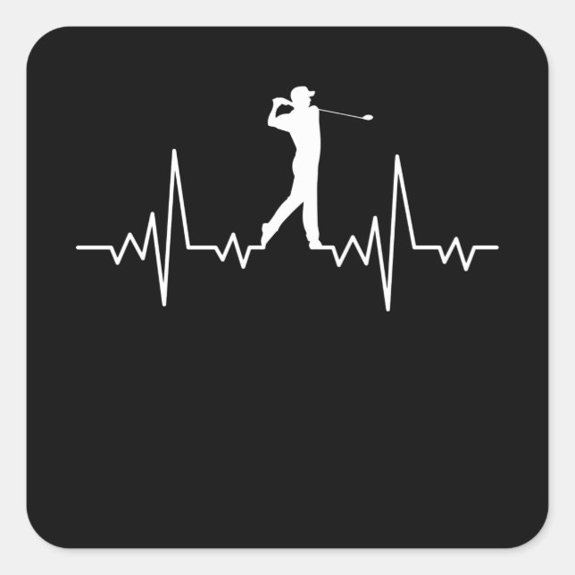 GOLF HEARTBEAT Golfing Clothes Women Men Kids Square Sticker (Front)