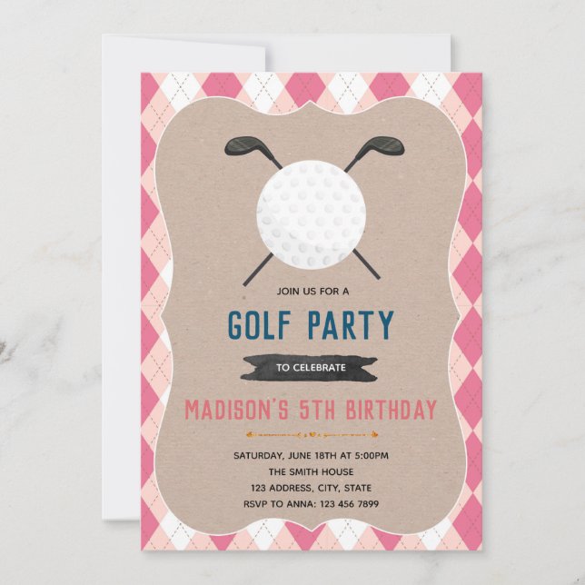 Golf hole in one birthday invitation (Front)