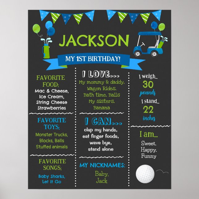 Golf Hole in One Birthday Milestone Sign Board (Front)