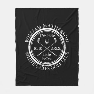 Golf Hole in One Black And White Custom Fleece Blanket