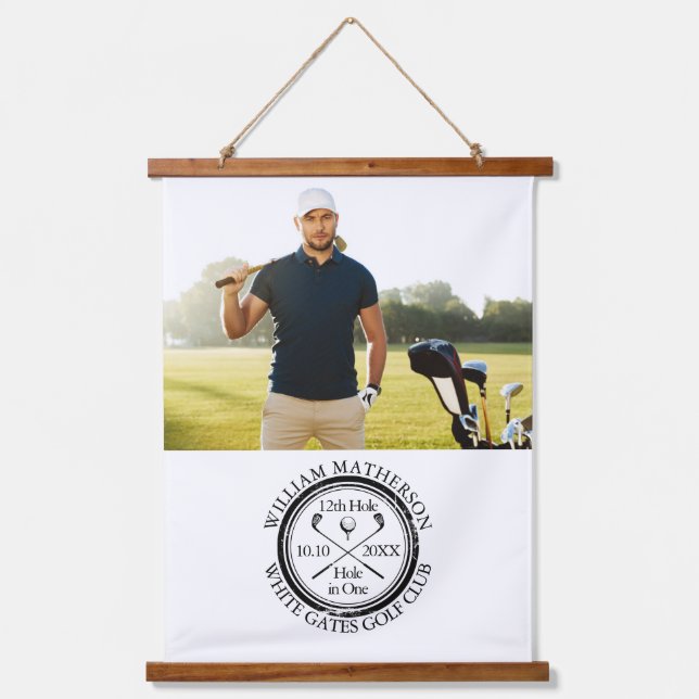 Golf Hole in One Classic Personalised Photo Hanging Tapestry (Front)