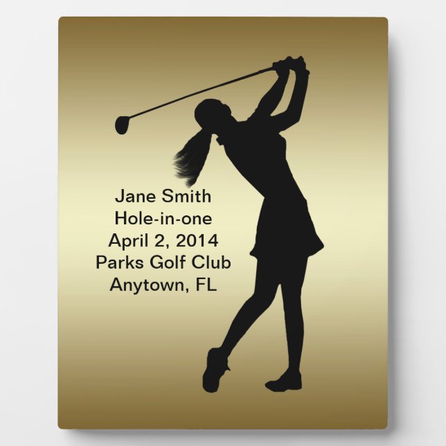 Golf Hole-in-one Commemoration Customisable Plaque (Front)