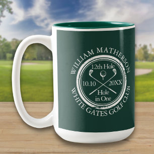 Golf Hole in One Emerald Green Custom Two-Tone Coffee Mug