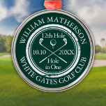 Golf Hole in One Emerald Green Personalised Metal Tree Decoration<br><div class="desc">Personalise the name,  location hole number and date to create a great golf keepsake to celebrate that fantastic hole in one. Designed by Thisisnotme©</div>