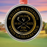 Golf Hole in One Gold And Black Metal Tree Decoration<br><div class="desc">Personalise the name,  location hole number and date to create a great golf keepsake to celebrate that fantastic hole in one. Designed by Thisisnotme©</div>