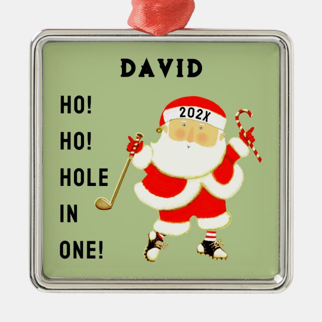 Golf Hole-in-one Keepsake Metal Tree Decoration (Front)