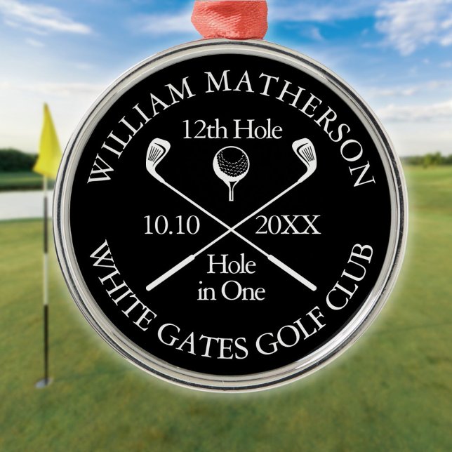 Golf Hole in One Personalised Award Metal Tree Decoration (Golf Hole in One Personalized Award Metal Ornament)