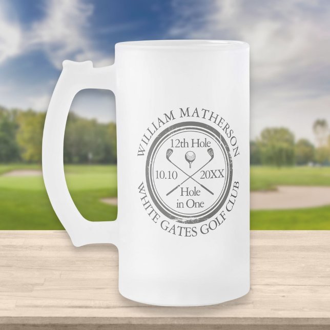 Golf Hole in One Personalised Frosted Glass Beer Mug (Creator Uploaded)