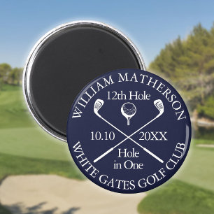 Golf Hole In One Personalised Navy Blue Magnet