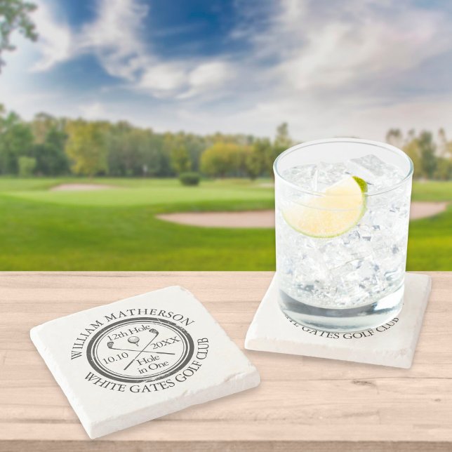 Golf Hole in One Personalised Stone Coaster (Creator Uploaded)