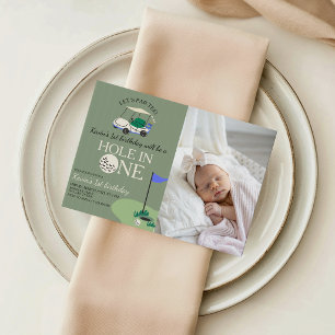 Golf Hole in ONE Photo First Birthday Invite