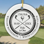 Golf Hole in One Retro Personalized  Ceramic Tree Decoration<br><div class="desc">Featuring an aged stamp effect classic retro design. Personalize the name,  location hole number and date to create a great golf keepsake to celebrate that fantastic hole in one. Designed by Thisisnotme©</div>