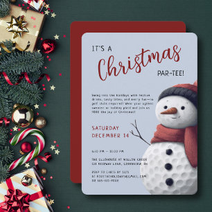 Golf Holiday Christmas Par-Tee Snowman Festive  Invitation