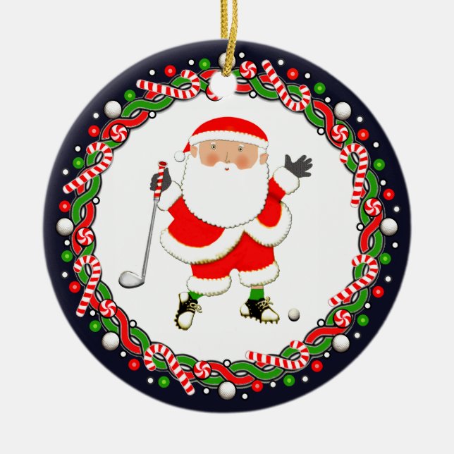 Golf Holiday Gift Ceramic Ornament (Front)