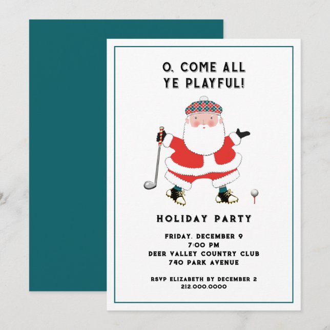 Golf Holiday Party Invitation (Front/Back)